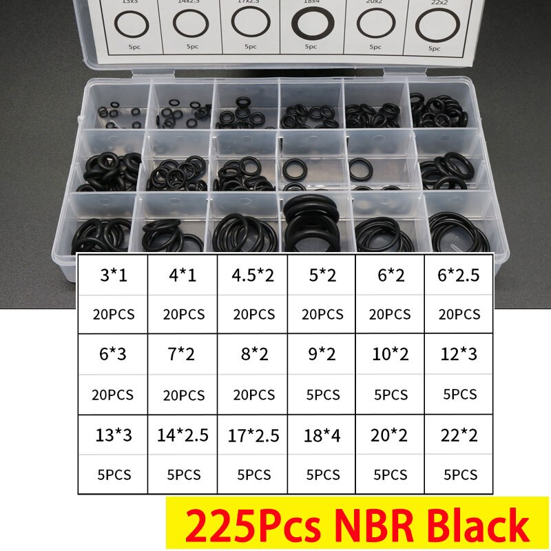 Boxed VMQ NBR FKM O Ring Set Rubber Washer Seals Assortment Red/Black/Green O-Ring Seals Set High Quality For Car Gasket - KiwisLove
