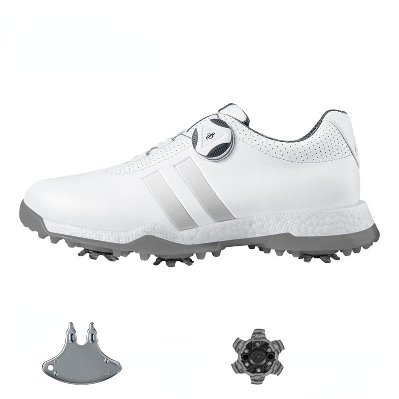 PGM Women Golf Shoes with Removable Spikes Waterproof Anti-slip Knob Strap Sports Sneakers White Casual Microfiber Leather XZ171 - KiwisLove