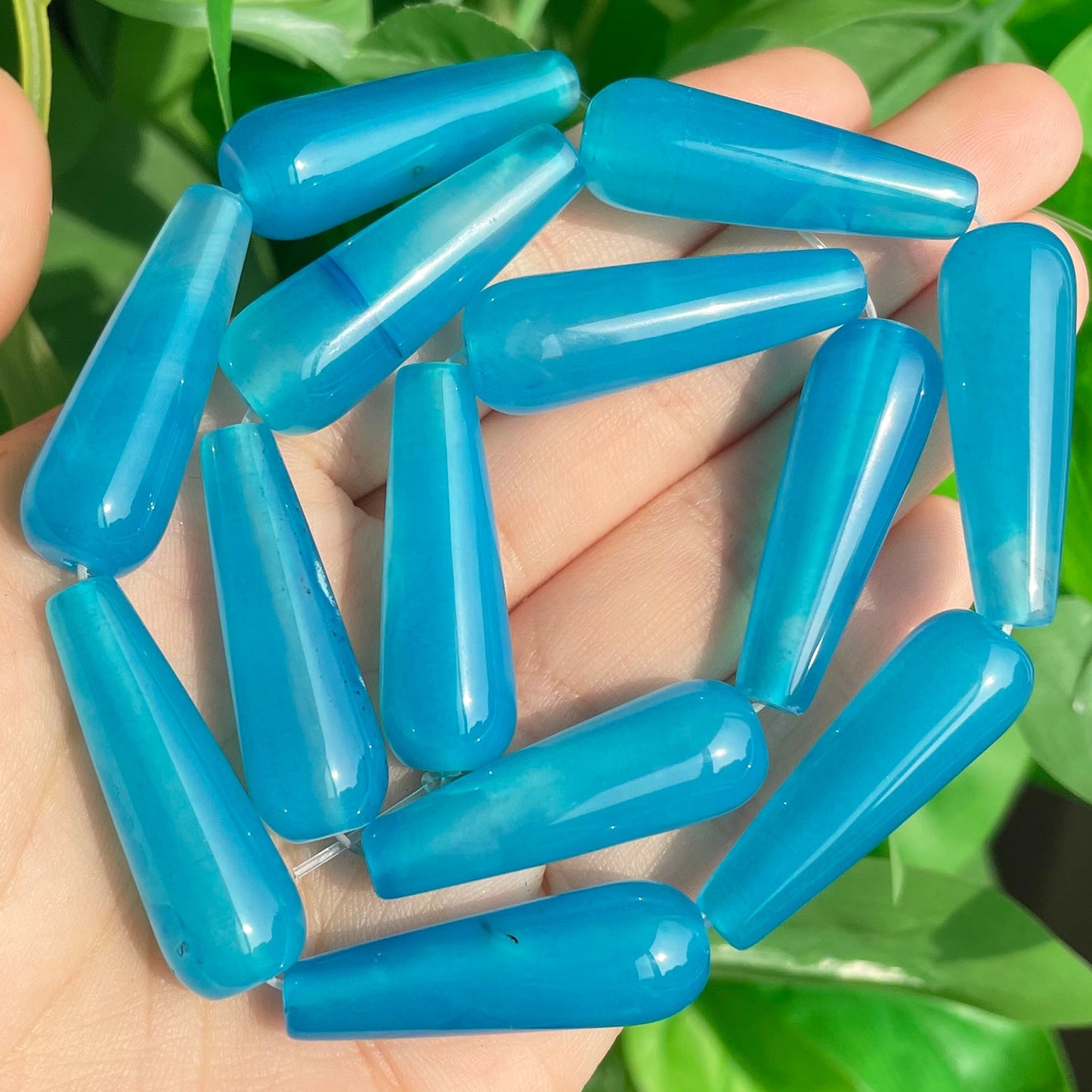 2pcs Natural Water Drop Genuine Stone India Agates Labradorite Tiger Eye Chalcedony Loose Beads for Jewelry Making DIY Bracelet - KiwisLove