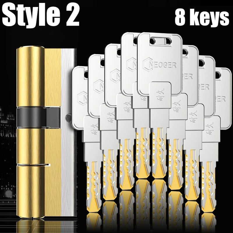 12/8 key Super anti-theft door cylinder lock entry door cylinder lock outdoor door lock home lock door lock lock cylinder - KiwisLove