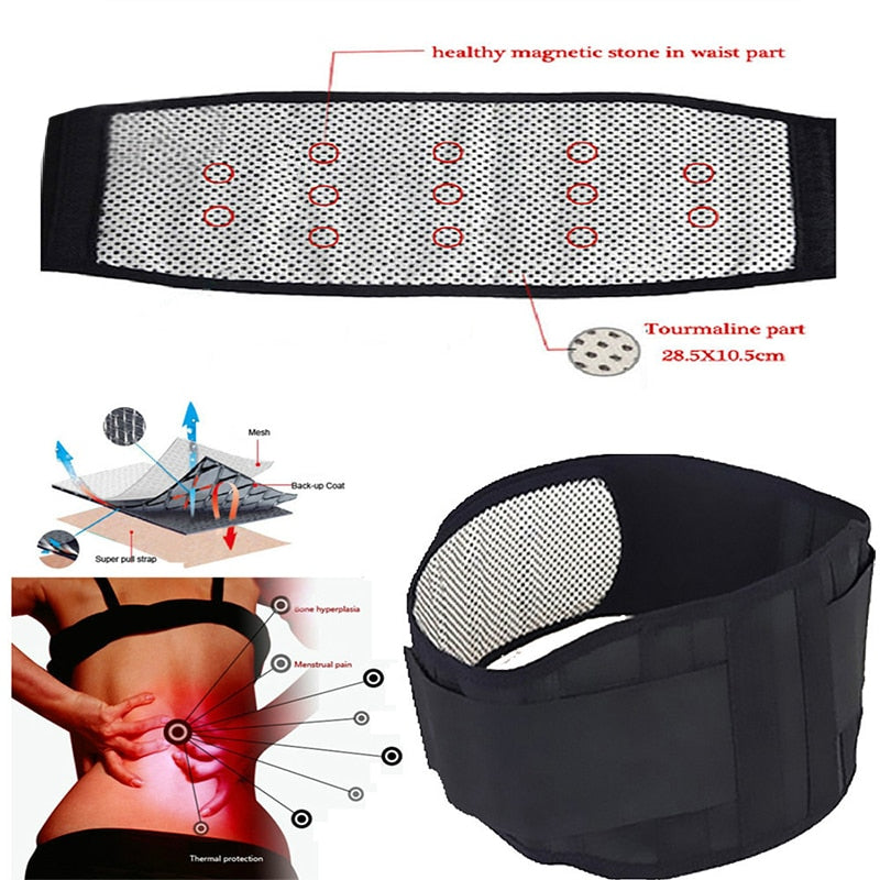 Tourmaline Waist Brace Support Belt Band Self Heating Lower Back Supports Magnetic Therapy Lumbar Waist Bandage Back Waist Belt