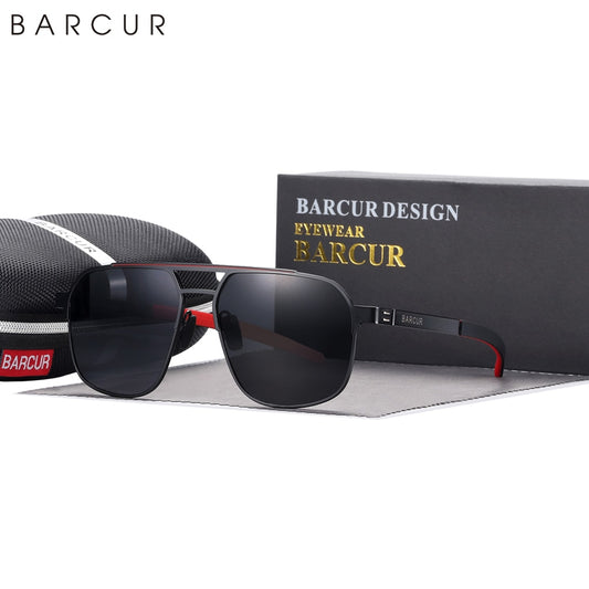 BARCUR Original Brand Designer Sunglasses for Men Polarized Fashion Square Sun Glasses Shades UV400 Eyewear Oculos Gafas De Sol - KiwisLove