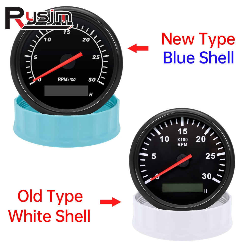 85mm Tacometro Toerenteller 3K/4K/6K/7K/8K Boat Tachometer Diesel Engine Tacho Gauge Hourmeter RPM Sensor Blue / White Shell - KiwisLove