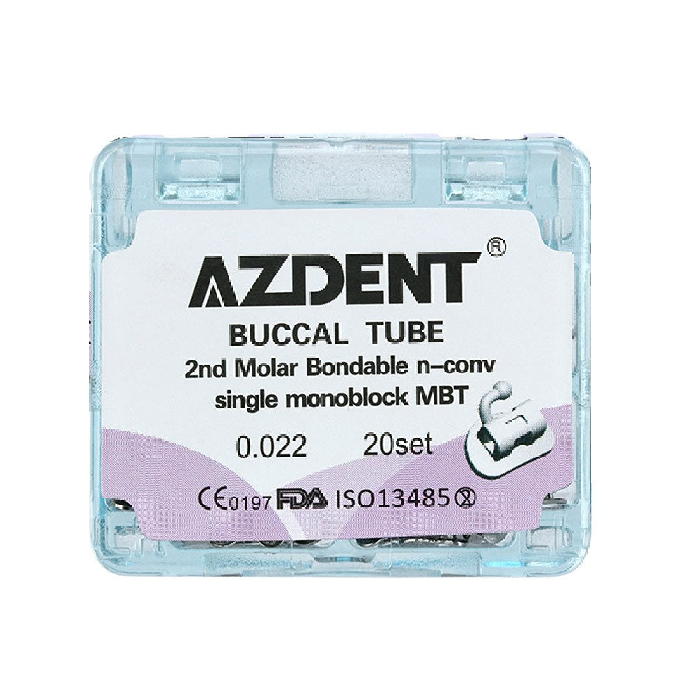 20sets=80Pcs/Box AZDENT Dental Orthodontic Buccal Tube 1st / 2nd Molar Bondable Single Monoblock Non-Convertible - KiwisLove