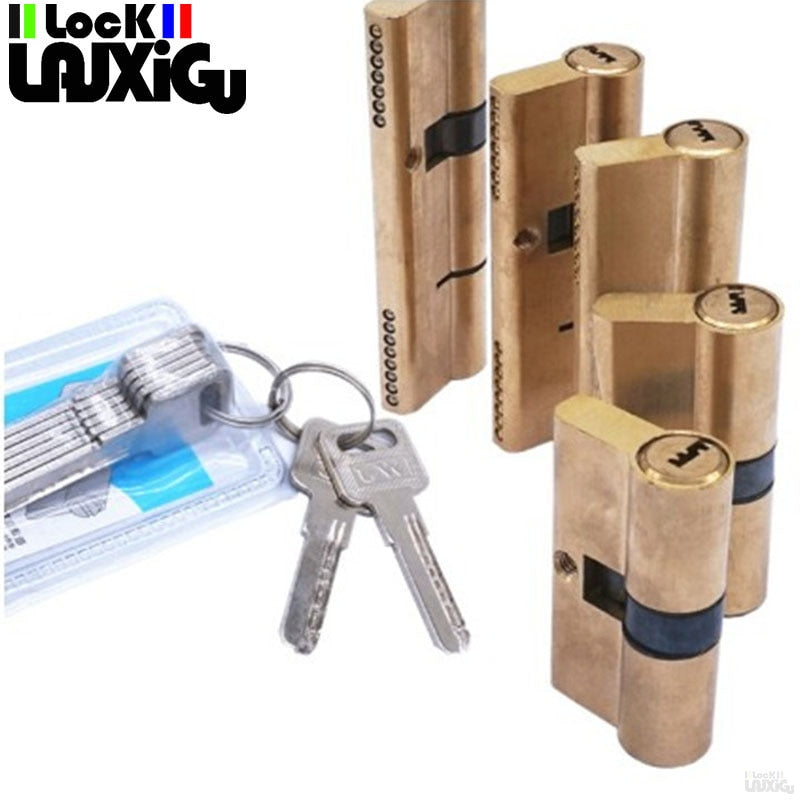 Door Cylinder Biased Lock 65 70 80 90 115mm Cylinder AB Key Anti-Theft Entrance Brass Door Lock Lengthened Core Extended Keys - KiwisLove