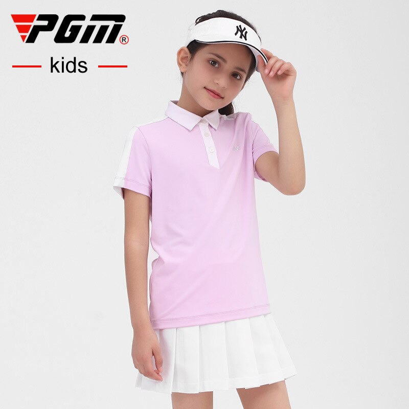 PGM Golf Kid Clothing Summer Girls Golf T-Shirt Short Sleeve Golf Shirts Comfortable And Breathable Tops Golf Apparel S-XL YF412 - KiwisLove