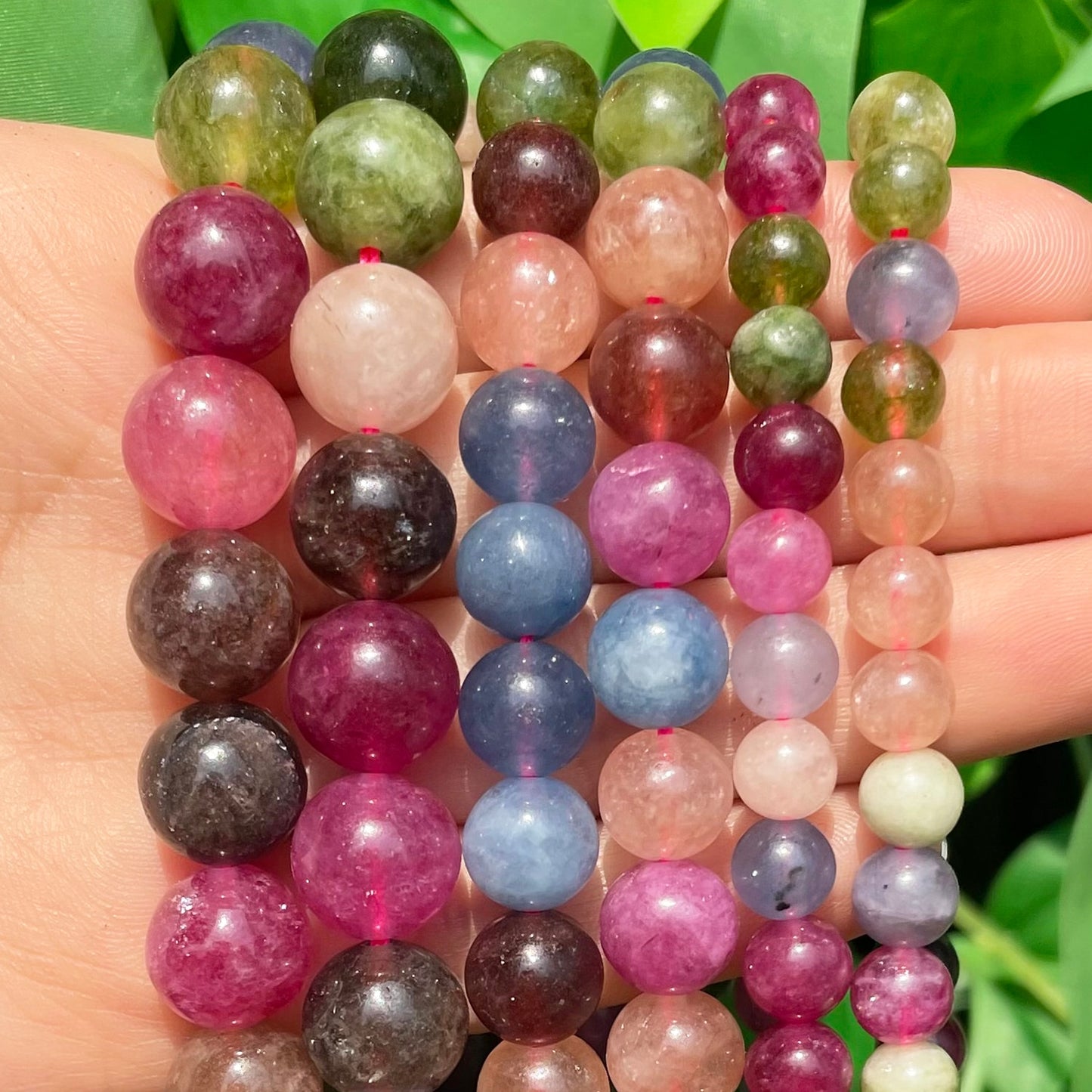 6 8 10mm Colorful Tourmaline Stone Beads Round Natural Loose Beads for Jewelry Making Needlework Diy Charms Bracelet Accessories - KiwisLove