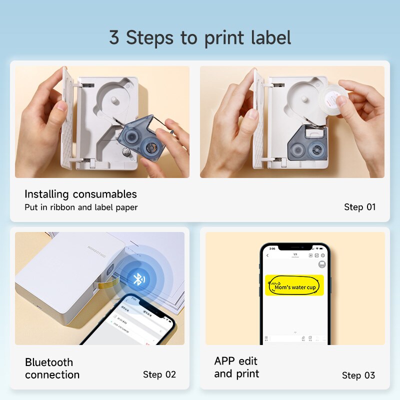 Niimbot B18 Thermal Transfer Label Sticker Printer Mini Label Maker With Ribbon PET Papers For Commercial Household Storage - KiwisLove