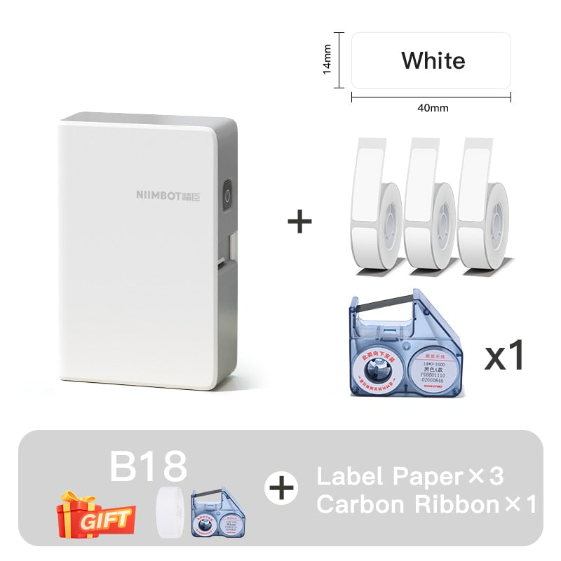 NIIMBOT B18 Mini Portable Label Printer Thermal Transfer Pocket Printer Inside Black Ribbon Sticker Maker With Long Life Labels - KiwisLove