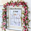 3pc Long Artificial Wedding Arch Flower Garland Silk Wall Hanging Rattan Plastic Vine Home Living Room Window Decor Autumn Plant - KiwisLove