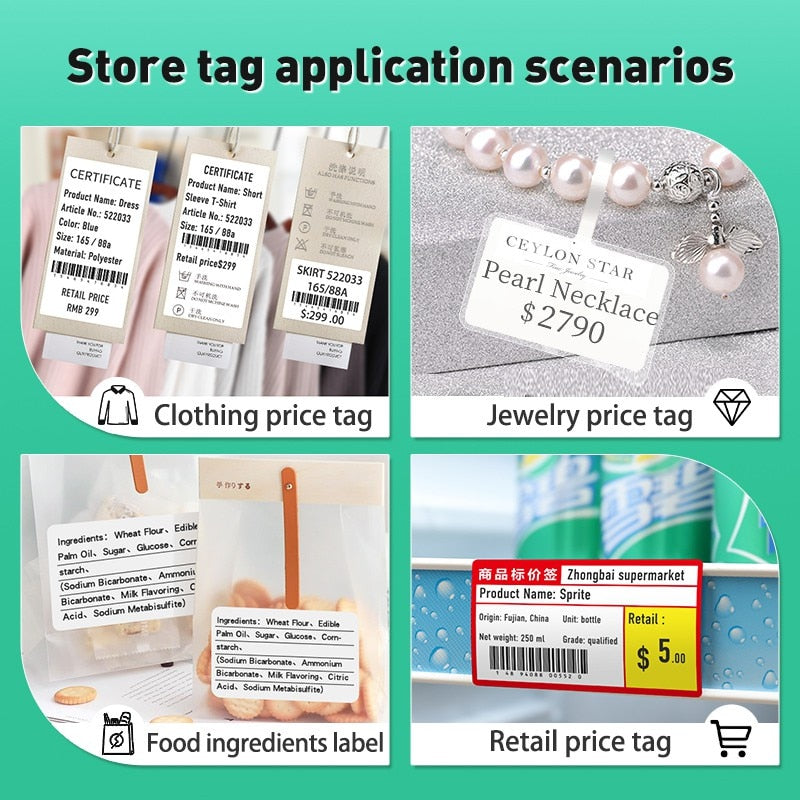 NIIMBOT B21 B3S Thermal Label 2 Rolls Clothing Price Food Self-adhesive Tag Waterproof Smart Office Pocket Printer Label Paper - KiwisLove