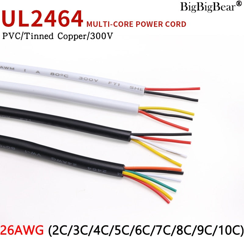 10M 26AWG UL2464 Sheathed Wire Cable Channel Audio Line 2 3 4 5 6 7 8 9 10 Cores Insulated Soft Copper Cable Signal Control Wire - KiwisLove