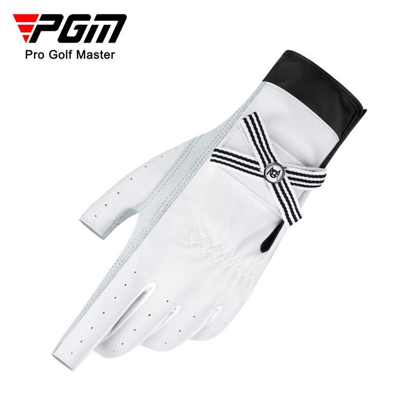 PGM 1 Pair Women Real Leather Golf Gloves with Mark Breathable Sheepskin Fingerless Mitt Right Left Hand Mit ST030 - KiwisLove