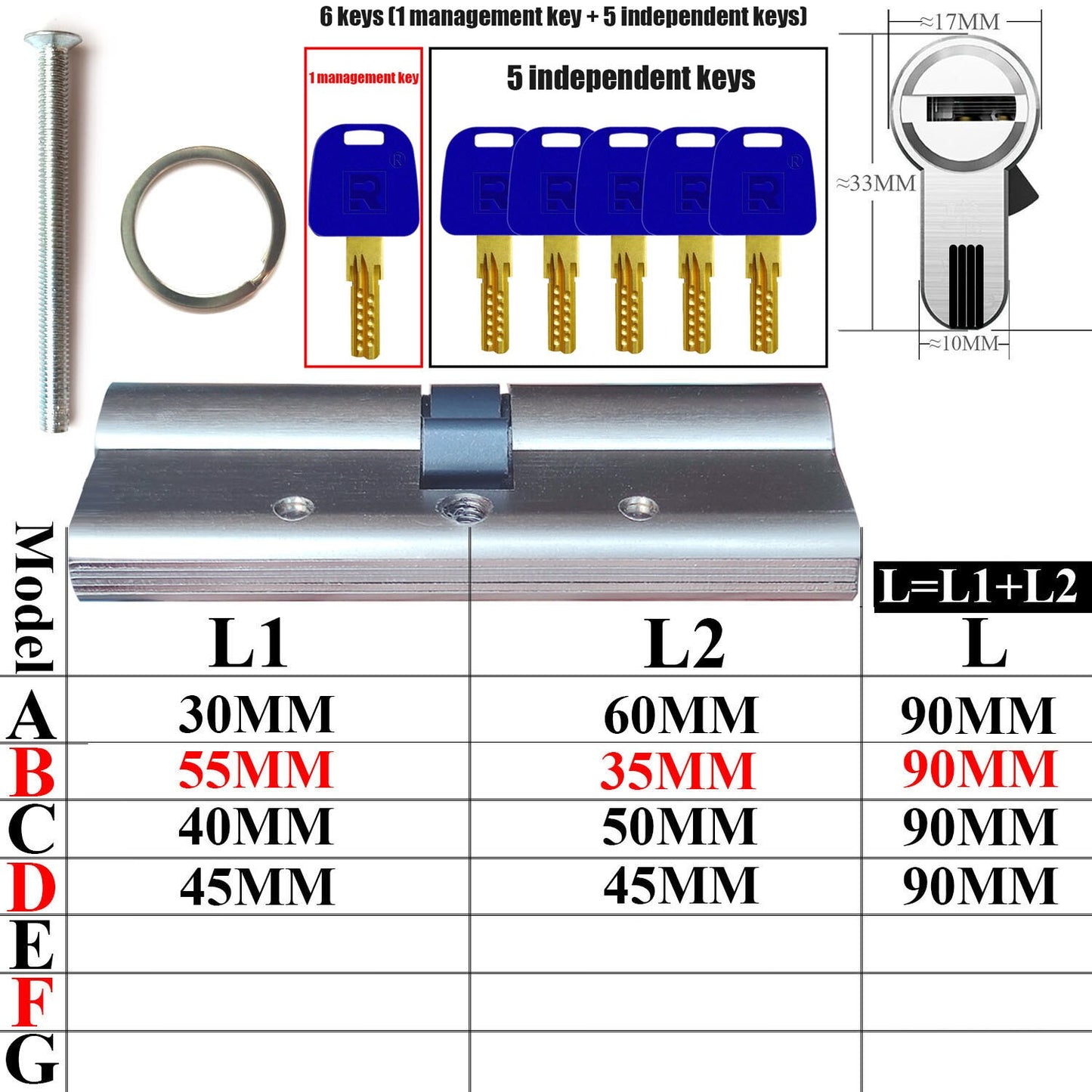 Customized lock cylinder management key and independent key, one key opens all locks, each lock has its own separate key - KiwisLove