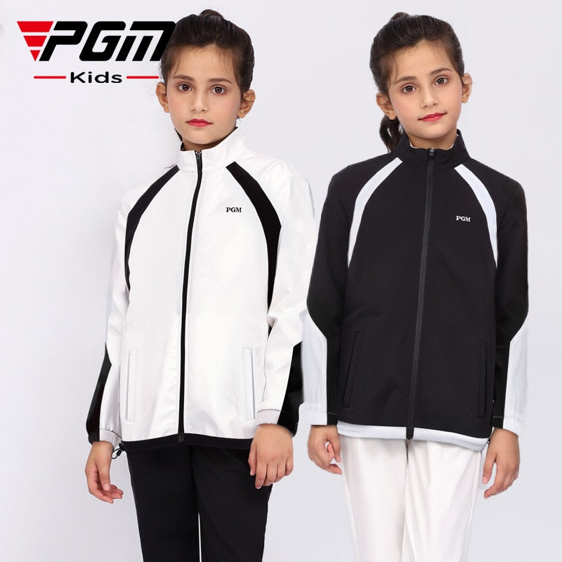 PGM Girls Golf Jacket Autumn and Winter Windproof and Rainproof Stand Collar Youth Wild Golf Clothing Sportswear YF456 - KiwisLove