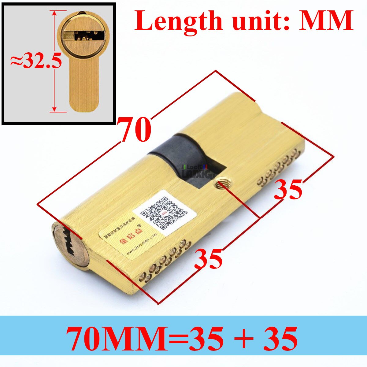 65-120MM Cylinder Hardware Door Skew Lock,  Elongated Core Anti-theft Entry Brass Door Lock Cylinder door Lock cylinder 8 keys - KiwisLove