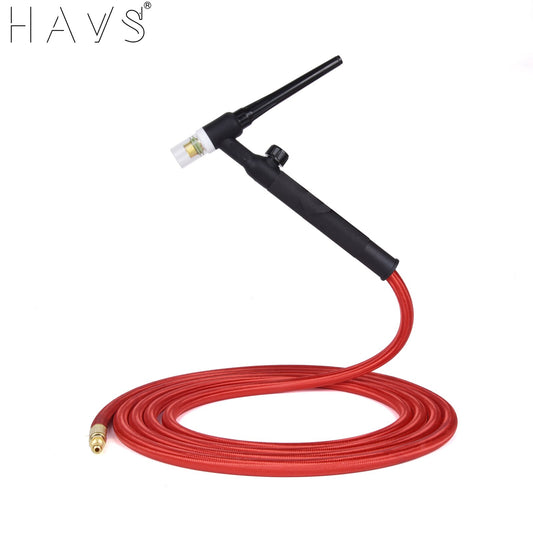 3.8m(12.5ft)/7.6m(25ft)Power Cable  Red Gas Hose TIG Welding Torch Package WP17 Series 13/8&quot;-24R.H 150A - KiwisLove