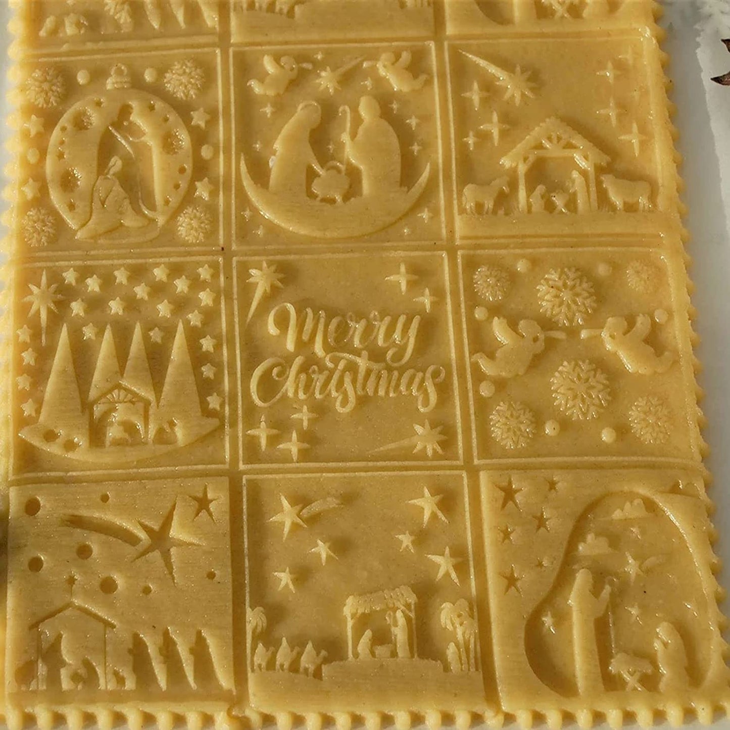 Nativity Engraved Rolling Pin Embossed Dough Roller Xmas Cookie Cutter Kitchen Pastry Christmas Engraved Rolling Pin for Baking - KiwisLove