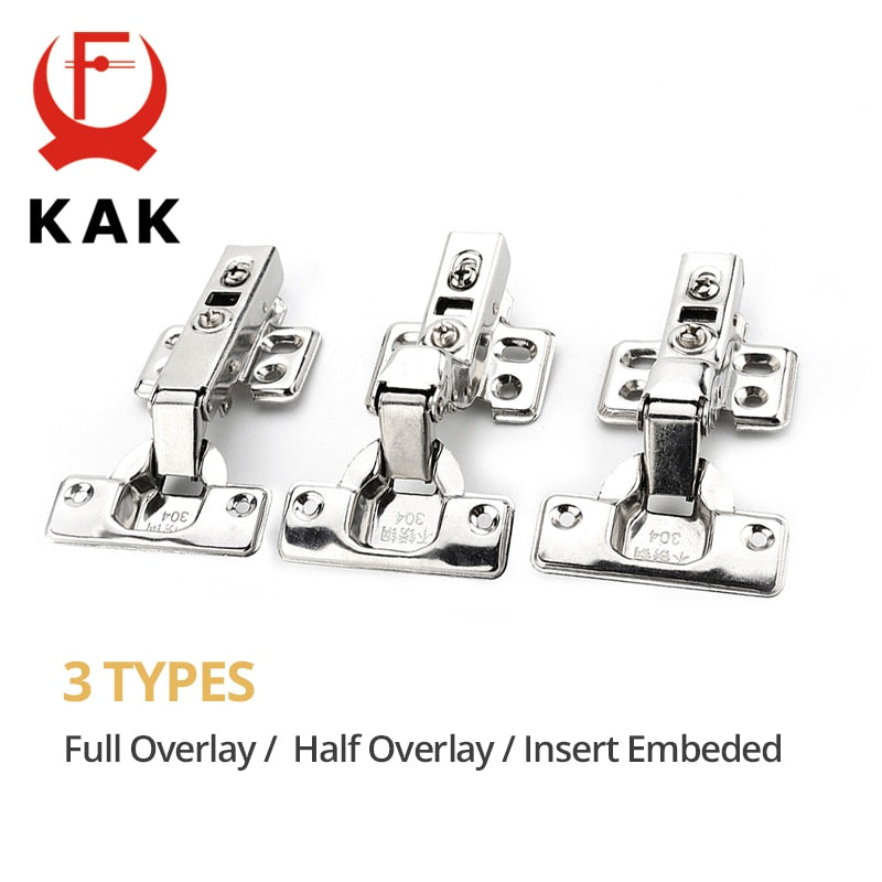 KAK 8 Pieces Stainless Steel Cabinet Hinges Soft Closing Hydraulic Door Hinge Damper Buffer Kitchen Cabinet Furniture Hardware - KiwisLove
