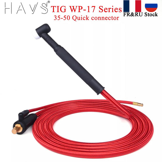 4M/13ft 7.8M/25.6ft WP17 TIG Welding Torch Gas-Electric Integrated Hose Cable Wires 5/8 UNF Quick 35-50 Euro Connector - KiwisLove