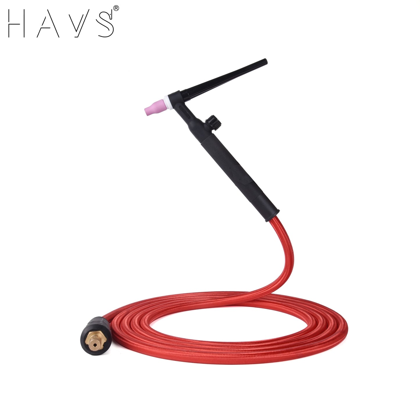 3.8m(12.5ft)/7.6m(25ft)Power Cable  Red Gas Hose TIG Welding Torch Package WP9 Series  Dinse LDT-917F Connector - KiwisLove