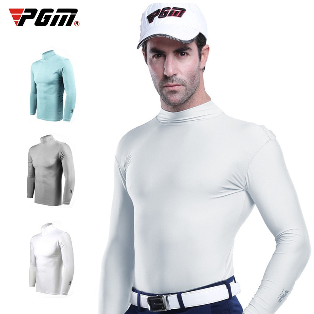 PGM Mens Sun Protection Golf Shirt Underwear Long Sleeve Golf Shirt Cooling Ice Silk T-shirts Anti-UV Soft Golf Apparel For Men - KiwisLove