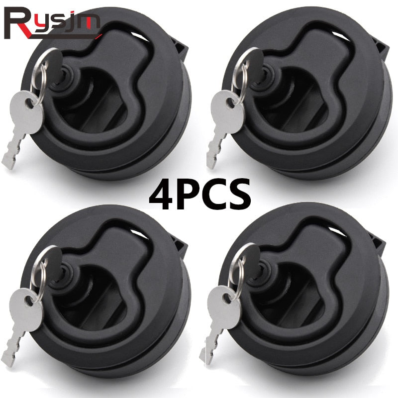 Black 2inch Round Flush Pull Slam Latch Lift Slam Latch Hardware With Lock Key Kit For Boat RV Yacht Accessories - KiwisLove