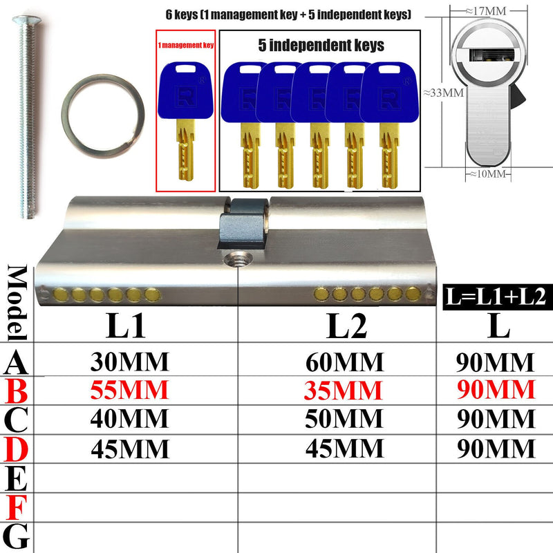 Management key and independent key lock core customization one key opens all locks Door lock Cylinder door Door cylinder lock - KiwisLove
