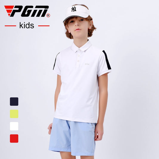 PGM Golf Kid Clothing Summer Boys Golf T-Shirt Short Sleeve Golf Shirts Comfortable And Breathable Tops Golf Apparel S-XL YF403 - KiwisLove