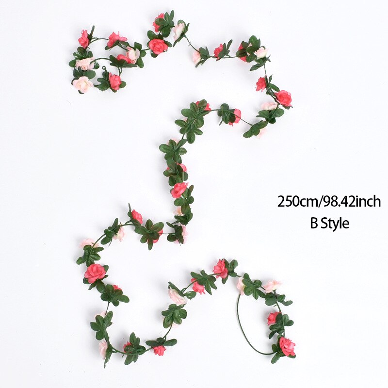 3pc Long Artificial Wedding Arch Flower Garland Silk Wall Hanging Rattan Plastic Vine Home Living Room Window Decor Autumn Plant - KiwisLove