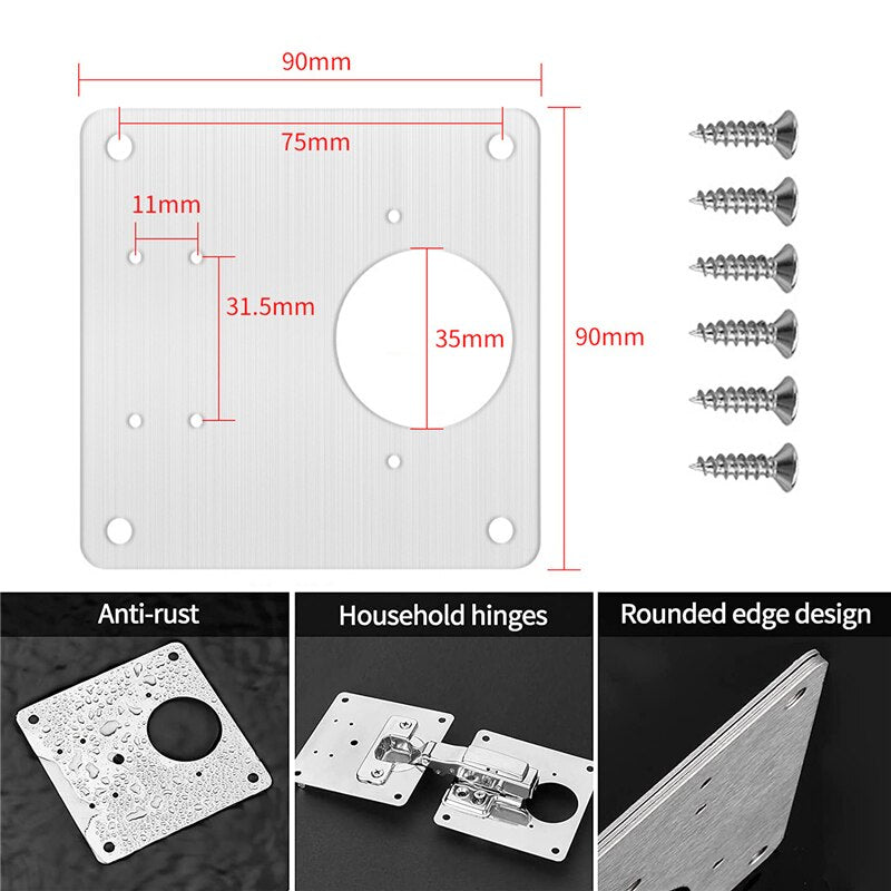 KAK 8pcs Hinge Repair Plate Brushed Stainless Steel Cabinet Hinge Fixing Plate Bracket Kit with Mounting Screws Door Hardware - KiwisLove