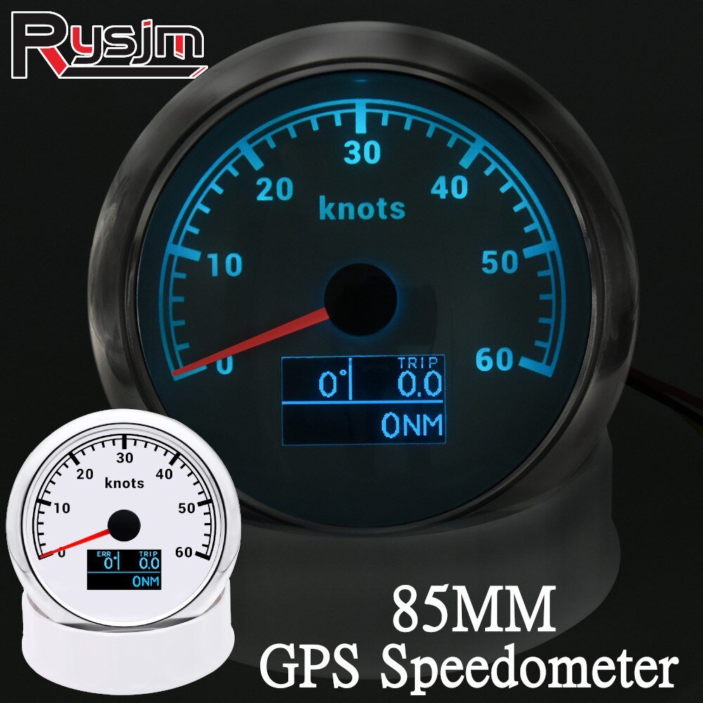 HD 85mm 3 in 1 Car Boat GPS Speedometer Gauge Digital speedometer Motorcycle gps 60km/h 60MPH 60knots Red LED With Antenna - KiwisLove