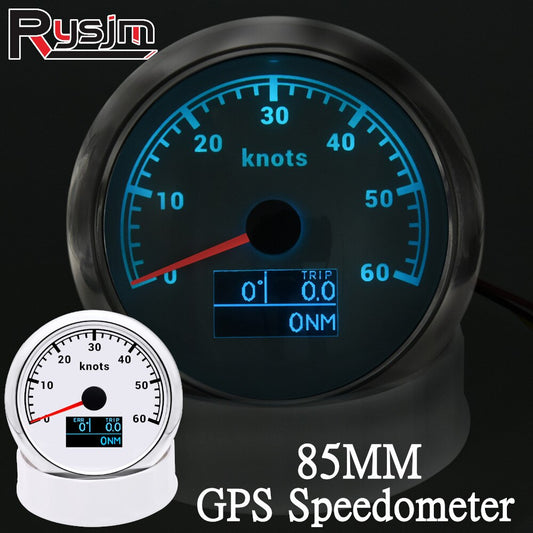 HD 85mm 3 in 1 Car Boat GPS Speedometer Gauge Digital speedometer Motorcycle gps 60km/h 60MPH 60knots Red LED With Antenna - KiwisLove