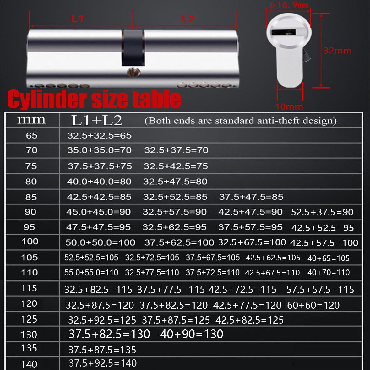 European standard cylinder lock cylinder door lock anti-theft door lock entry door cylinder lock outdoor door lock key lock - KiwisLove