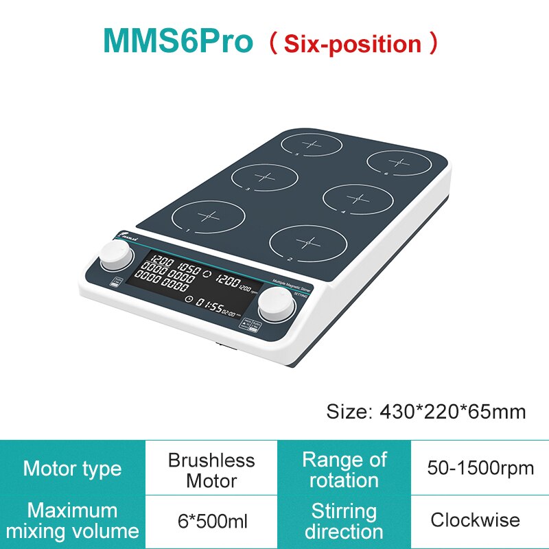 JOANLAB Multiple Magnetic Stirrer Hot Plate Digital Display Laboratory Stirrer Magnetic Mixer Heating Four-station Six-Position - KiwisLove