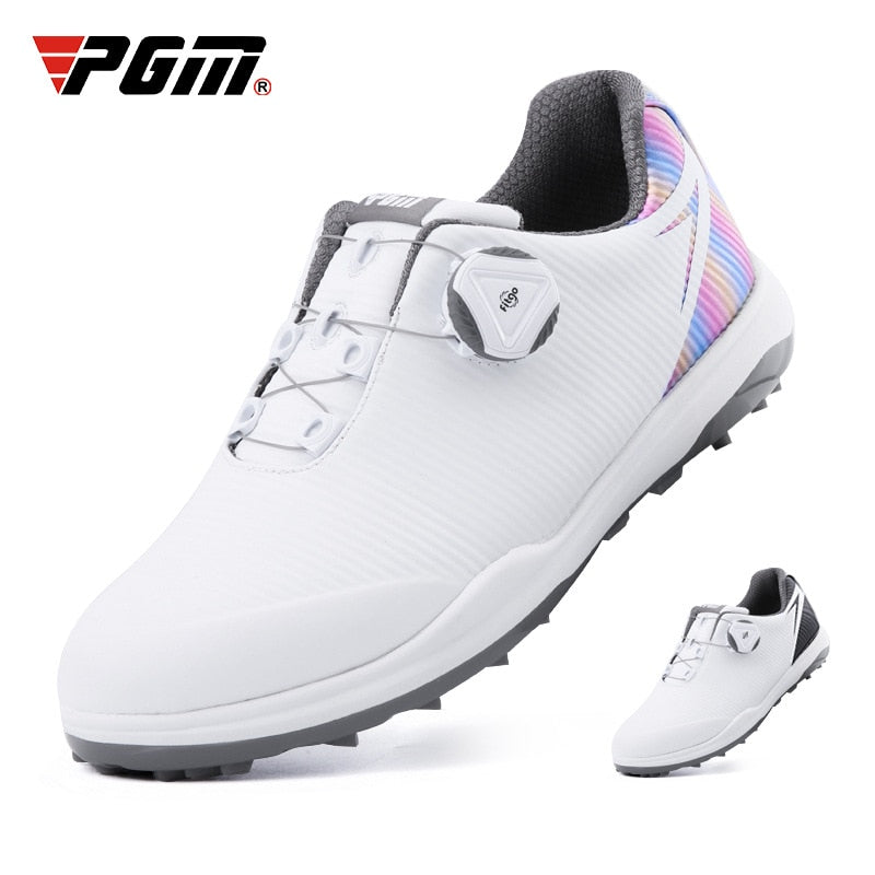 PGM Women Golf Shoes Waterproof Anti-side Sliding Nail Spin Buckle Soft Microfiber Leather Casual Sport Gym Sneakers XZ199 - KiwisLove