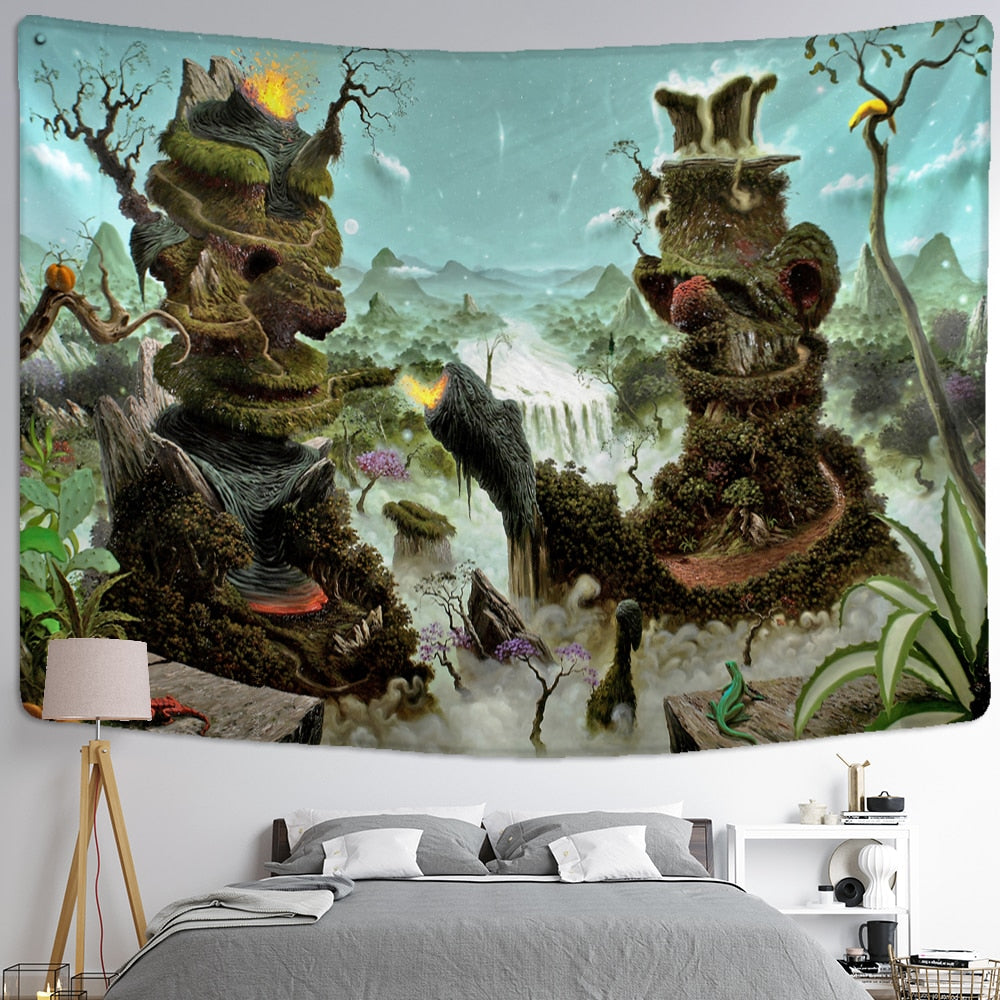 Angel Devil Tapestry Hell Wall Hanging Witchcraft Wall Tapestry Hippie Wall Carpets Dorm Decor Psychedelic Halloween Tapestry - KiwisLove