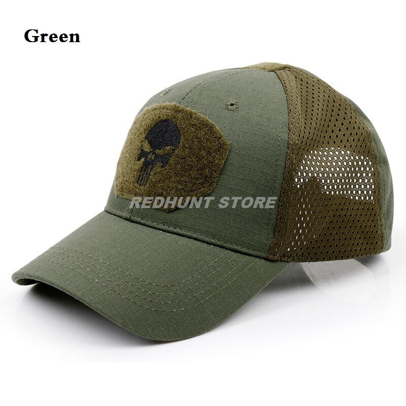 Outdoor Hunting Camouflage Fishing Mesh Skull Baseball Cap Tactical Military Sports Hat for Men Women Camping Hiking Cycling - KiwisLove