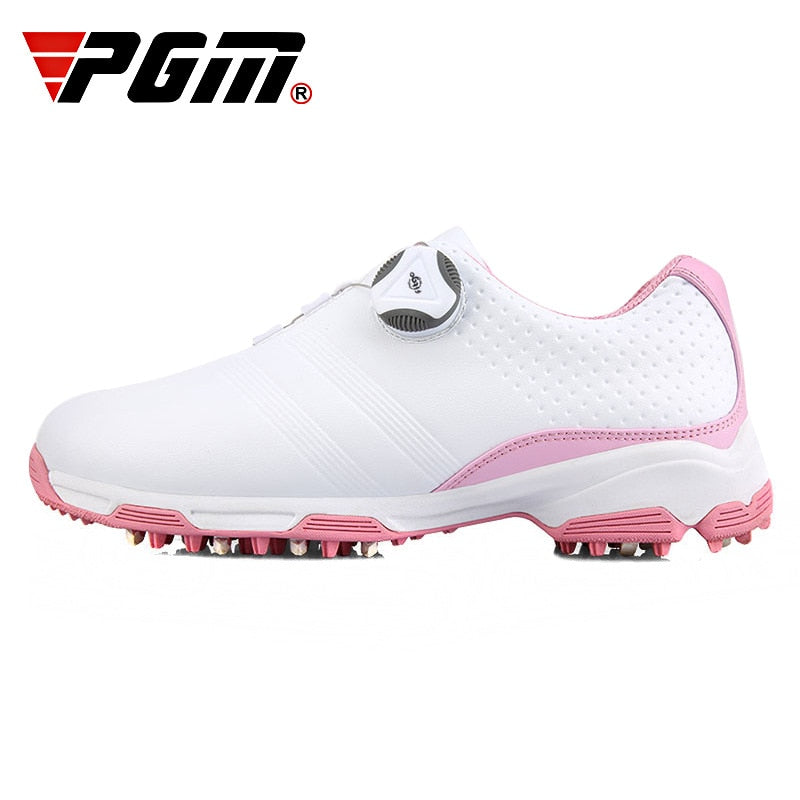 PGM Waterproof Golf Shoes Womens Shoes Lightweight Knob Buckle Shoelace Sneakers Ladies Breathable Non-Slip Trainers Shoes XZ115 - KiwisLove