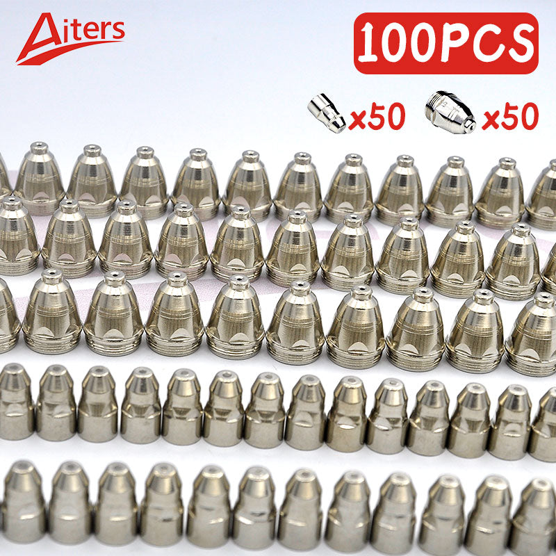 100PCS P80 Cutting Consumables Nozlze and Electrode 50PCS Nozlze+50PCS Electrode Plasma Cutter Accessories