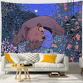 Mysterious Forest Tapestry Wall Hanging Flowers Jungle Animals Moon Ocean Landscape Illustration Room Home Decor - KiwisLove