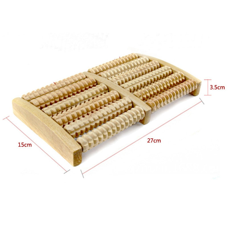 3-6 Row Wooden Foot Roller Wood Care Massage Reflexology Relax Relief Massager Spa Gift Anti Cellulite Detox Patch Foot Massager - KiwisLove