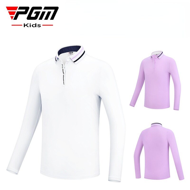 PGM Girls Golf Trainning T Shirts Long Sleeve Lapel design autumn and winter warm T-shirt Golf Clothing Sports Apparel YF453 - KiwisLove
