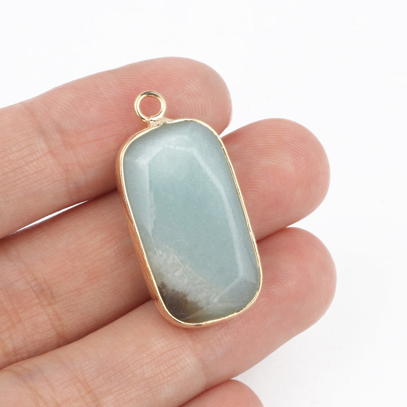 1pc Natural Green Amazonite Pendant Silver Gold Plated Multi Styles Charms Pendants for Necklace Women DIY Jewelry Accessories - KiwisLove