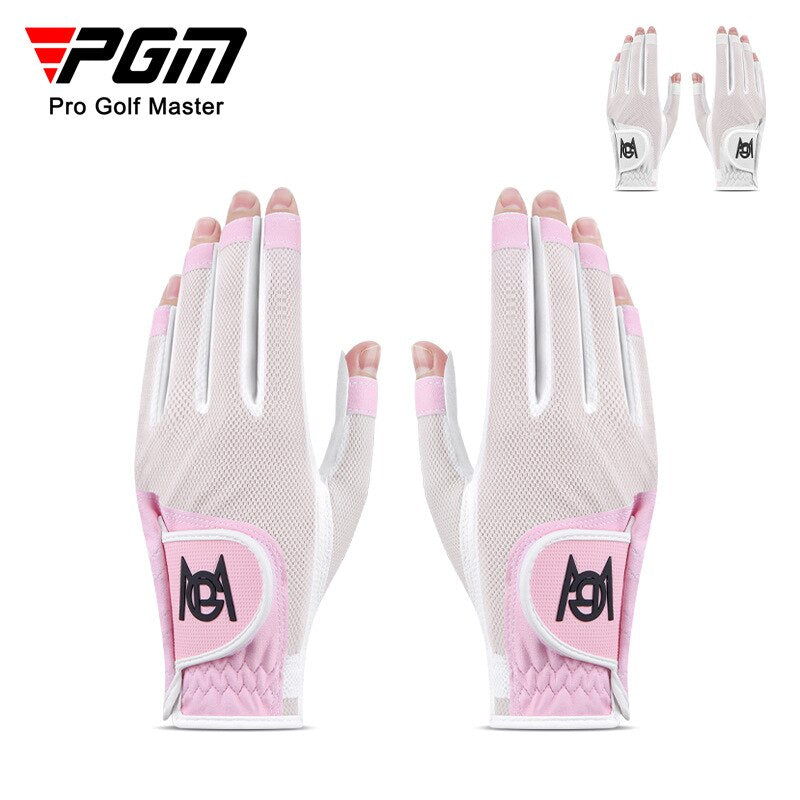 PGM 1 Pair Women&#39;s Fingerless Golf Gloves Palm Anti-Slip Texture PU Mesh Breathable Ladies Golf Glove ST028 - KiwisLove
