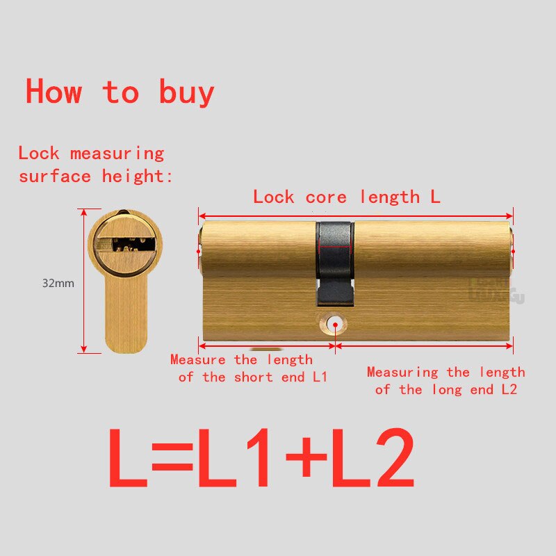 60-110MM Cylinder Hardware Door Skew Lock, AB Cylinder Key, Elongated Core Anti-theft Entry Brass Door Lock, Custom - KiwisLove