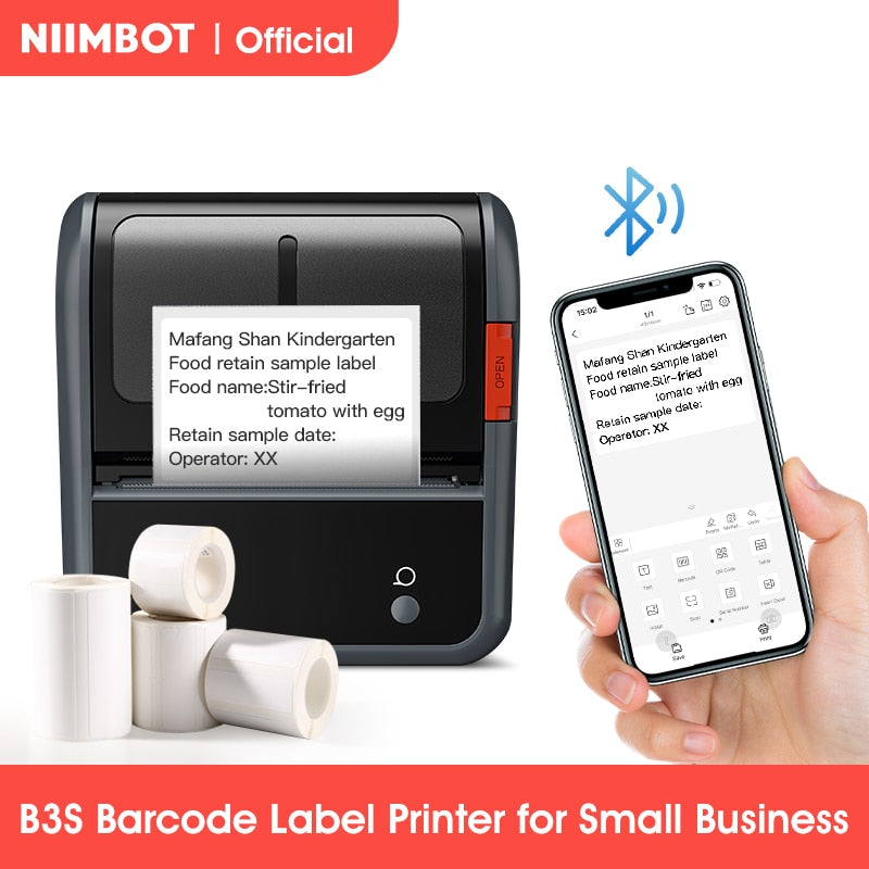 NIIMBOT B3S 3Inch Barcode Label Printer Wireless Thermal Sticker Maker Pocket Label Maker for Clothing Jewelry Mailing Commercia - KiwisLove