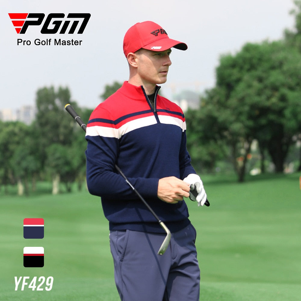 PGM Men Knitted Golf Sweater Long Sleeves Outdoor Leisure Sports Jackets Male Keep Warm Soft Autumn Winter Golf Clothing YF429 - KiwisLove
