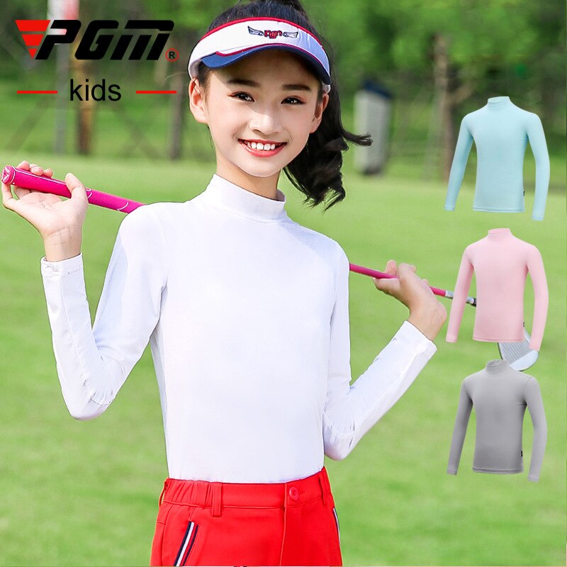 PGM Gilrs Sun Protection Golf Sports Shirts Summer Children Long-Sleeve Ice Silk Tops Shirt Breathable Quick Dry Bottoming Tees - KiwisLove