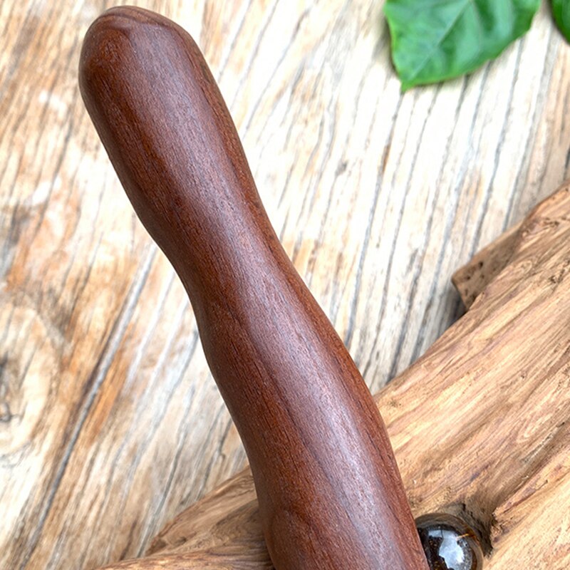 7Beads Wooden Guasha Massage Stick Jade Stone Beads Back Neck Meridian Dredging Body Scraping Wood Massager Gua Sha Therapy Tool - KiwisLove